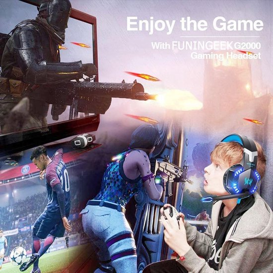 Gaming Headset – Stereo Surround – Geschikt voor: Playstation, PS4, PS5, Xbox Series X, Windows & Switch – 50mm Drivers – Noise Cancelling Mic – LED Verlichting – Multi-Platform