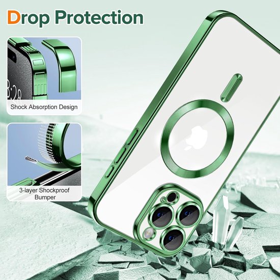 iPhone 11 Hoesjes – Backcover met Camera Lens Protector – MagSafe Compatibel – Groen-Ilumina Benelux