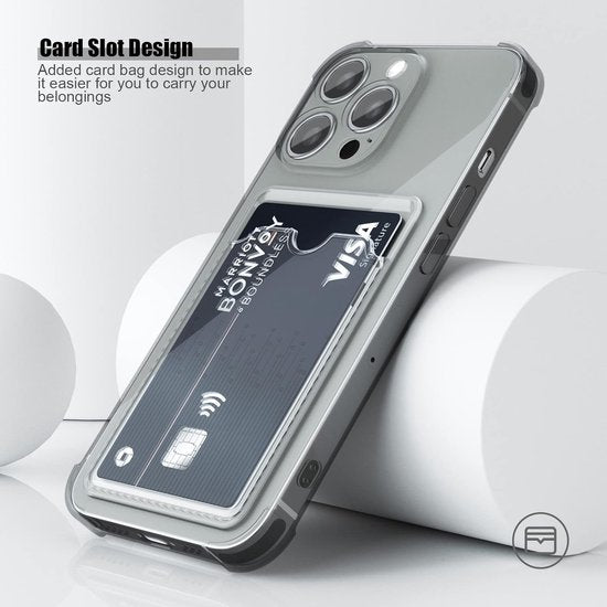 iPhone 14 Plus Hoesjes – TPU Backcover – Schokbestendig – Pasjeshouder – Grijs-Ilumina Benelux