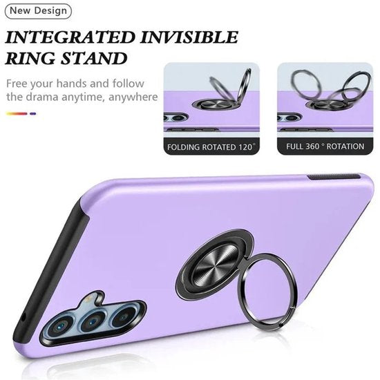 Samsung Galaxy A25 Hoesjes – Backcover met Vingerring – Grip & Standfunctie – Paars-Ilumina Benelux