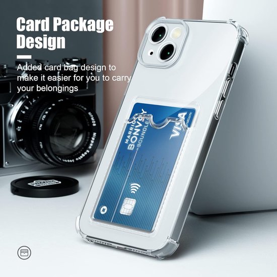 iPhone 14 Hoesjes – Schokbestendige TPU Backcover – Transparant – Pasjeshouder-Ilumina Benelux