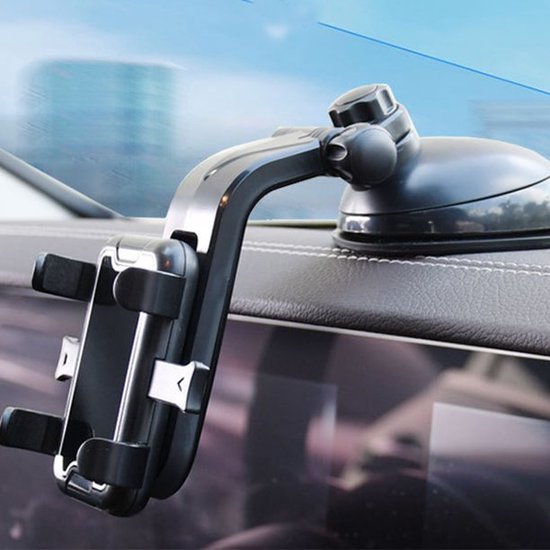 Telefoonhouder auto – Dashboard & Zuignap – 360° Draaibaar – Geschikt voor iPhone Samsung Huawei – Zwart-Ilumina Benelux
