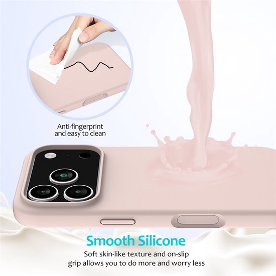 iPhone 17 Pro Max Hoesjes – Liquid Siliconen Backcover – Soft Touch – Schokbestendig – Roze-Ilumina Benelux