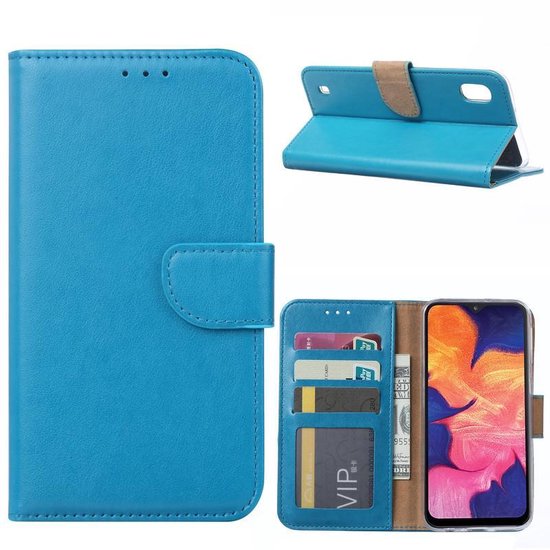 Samsung Galaxy A10 Hoesjes – Portemonnee Hoes – Pasjeshouder – 2x Gehard Glas Screenprotector – Turquoise-Ilumina Benelux