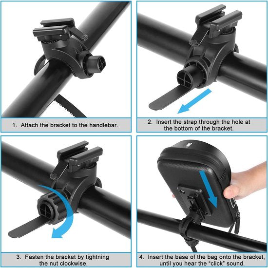 Telefoonhouder fiets – Waterdichte stuurtas – 360° draaibaar – Voor 6,5 inch telefoon – Zwart-Ilumina Benelux