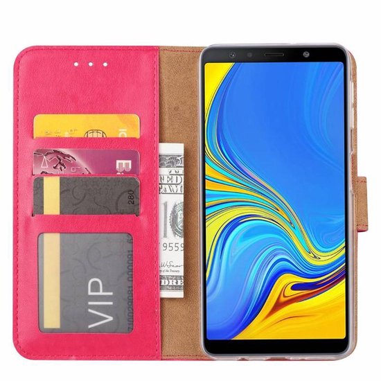 hoesje Geschikt voor: Samsung Galaxy A9 2018 Portemonnee Roze met 2x Glas Screenprotector