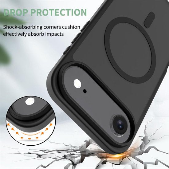 iPhone Air Hoesjes – Transparante Matte Bumper Backcover – MagSafe – Slank & Schokbestendig – Zwart-Ilumina Benelux