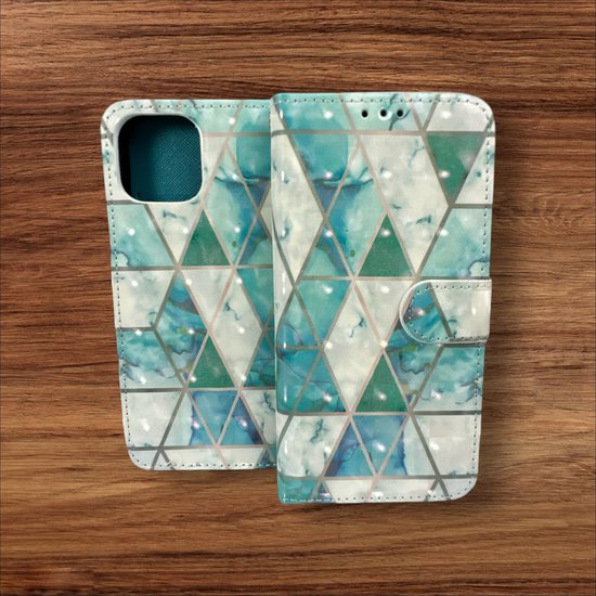 iPhone 13 Hoesjes – Portemonnee Book Case – Pasjeshouder – Magneetsluiting – Marmer Print-Ilumina Benelux