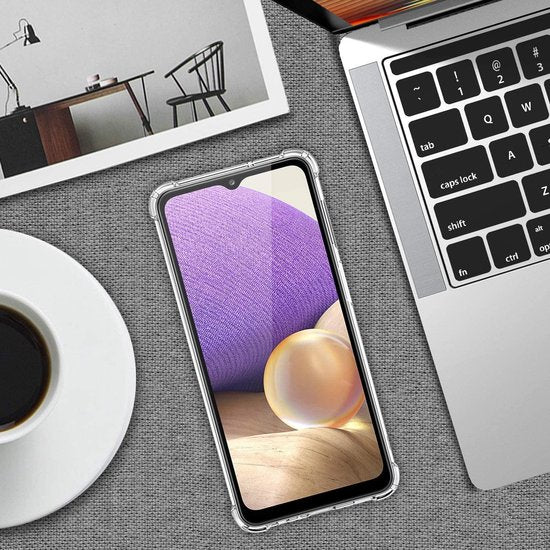 Samsung Galaxy A32 5G Hoesjes – Siliconen Backcover – Schokbestendig – 2x Screenprotector Gehard Glas – Transparant-Ilumina Benelux