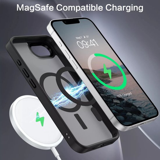 iPhone 16E Hoesjes – Matte Backcover MagSafe Compatibel – Schokbestendig – Zwart-Ilumina Benelux