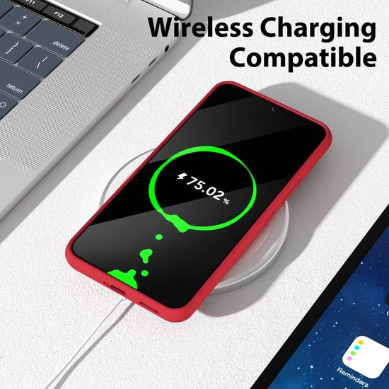 Samsung Galaxy S22 Plus Hoesjes – Liquid Solid Siliconen Backcover – Schokbestendig – Rood-Ilumina Benelux