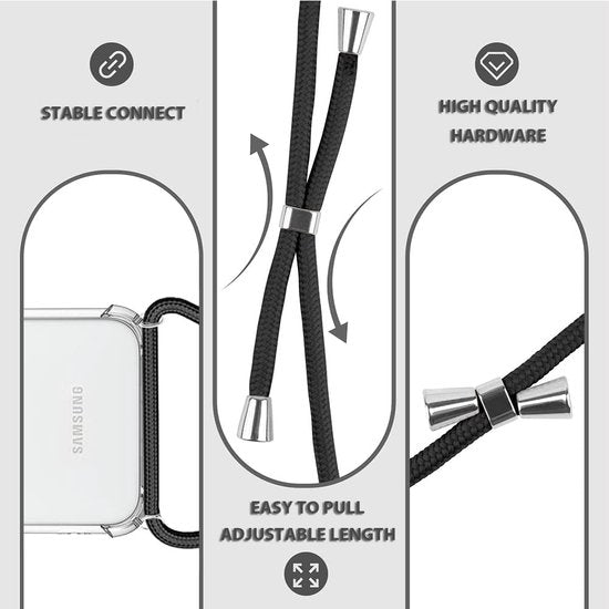 Samsung Galaxy A13 5G Hoesjes – Transparante Backcover met Koord – Schokbestendig – Doorzichtig