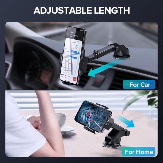 Telefoonhouder auto – Zuignap voor voorruit & dashboard – 360° draaibaar – Geschikt voor iPhone 12/13/14 – Zwart-Ilumina Benelux