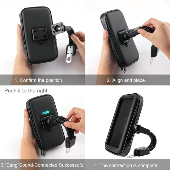Telefoonhouder motor – Waterdicht – Voor brommer & scooter – Stevige klem – Zwart-Ilumina Benelux