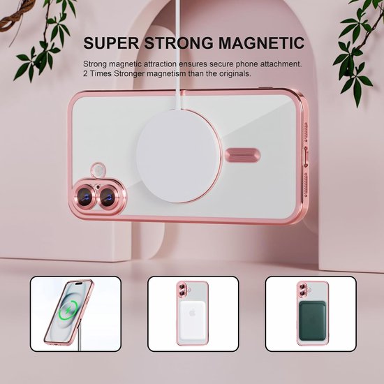 iPhone 16 Plus Hoesjes – MagSafe Compatible Backcover – Ingebouwde Camerabescherming – Roségoud-Ilumina Benelux