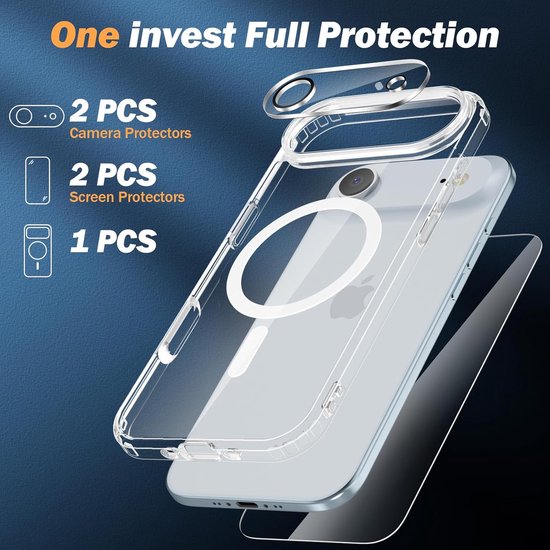 iPhone Air Hoesjes – Transparante Backcover – Schokbestendig – MagSafe – Incl. 2x Screenprotector & Camera Protector-Ilumina Benelux