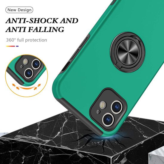 iPhone 12 Pro Max Hoesjes – Backcover met Vingerring & Magneet – Anti-drop – Groen-Ilumina Benelux