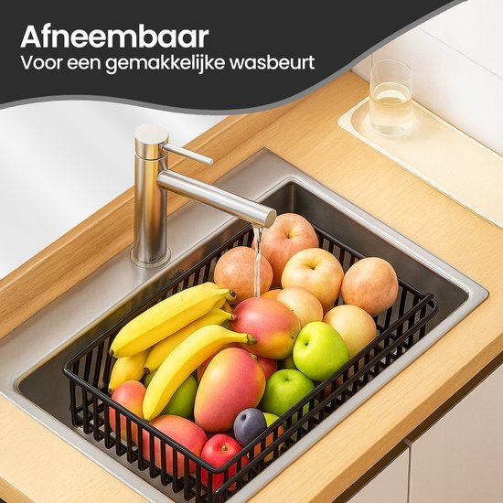 Keukenrek verrijdbaar – Velox Goods VL-518 – 5 lagen opbergrek – Metalen rek met gaasmanden – Zwart-Keukenmeubelset-Ilumina Benelux