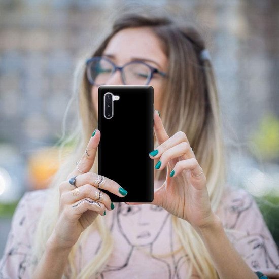 Flexibele achterkant Silicone hoesje zwart Geschikt voor: Samsung Galaxy Note 10