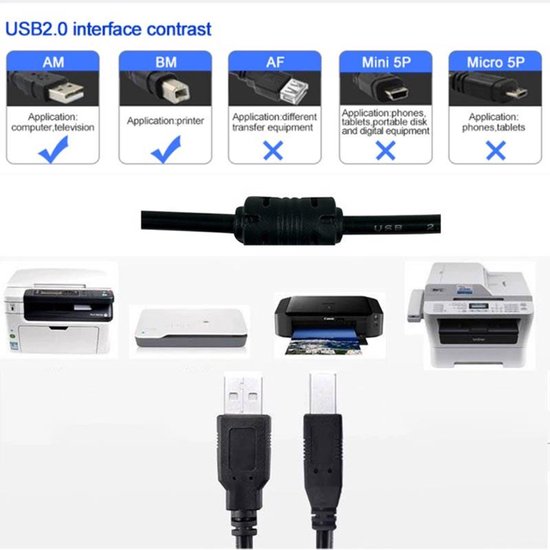 USB Printerkabel – USB-A naar USB-B – USB 2.0 – 1,8 Meter – Premium Kwaliteit-Printerkabel-Ilumina Benelux