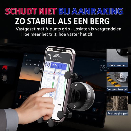 Telefoonhouder auto – Vacuüm zuignap – Voor dashboard & scherm – 360° draaibaar – Zwart-Ilumina Benelux