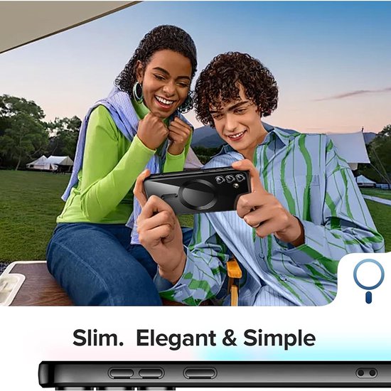 Samsung Galaxy S24 Hoesjes – MagSafe Compatible Backcover – Ingebouwde Camera Lens Protector – Zwart