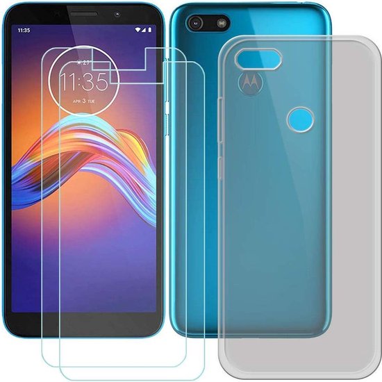 Motorola E6 Play Hoesjes – Transparante TPU Siliconen Backcover – Inclusief 2x Screenprotector – Anti-kras-Ilumina Benelux