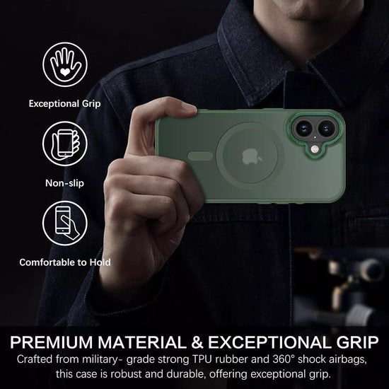iPhone 16 Hoesjes – Matte Backcover MagSafe Compatibel – Schokbestendig – Groen-Ilumina Benelux