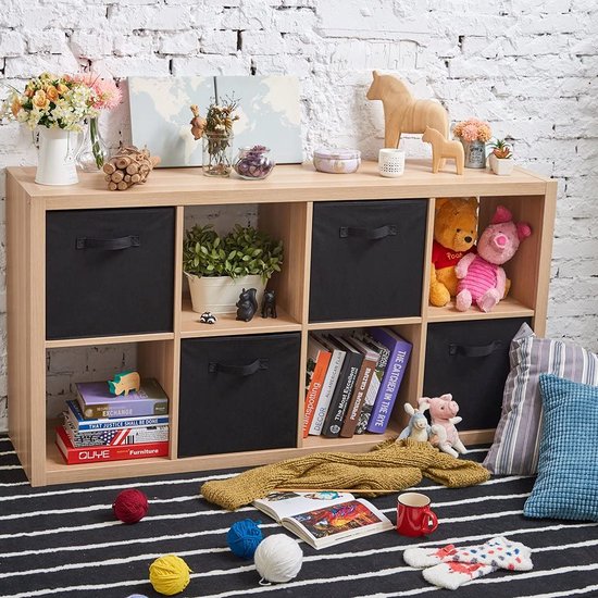 Opbergmanden kast – Opbergbox set van 4 – Voor speelgoed & kleding – Voor badkamer keuken zolder – Zwart-Opbergmanden-Ilumina Benelux