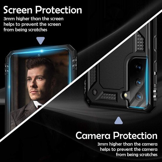 Samsung Galaxy S20 Hoesjes – Anti-Shock Hybride Ring Armor Backcover – Schokbestendig – Zilver-Ilumina Benelux