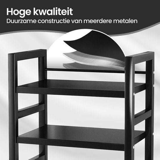 Keukenrek verrijdbaar – Velox Goods VL-518 – 5 lagen opbergrek – Metalen rek met gaasmanden – Zwart-Keukenmeubelset-Ilumina Benelux