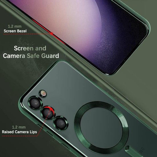 Samsung Galaxy S23 Hoesjes – Magnetische MagSafe Backcover TPU – Camerabescherming – Groen