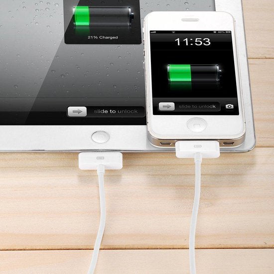 30-Pin USB Oplaadkabel – Geschikt voor iPhone 4/4s & iPad 2/3/4 – 1 Meter – Wit-USB-Kabels-Ilumina Benelux