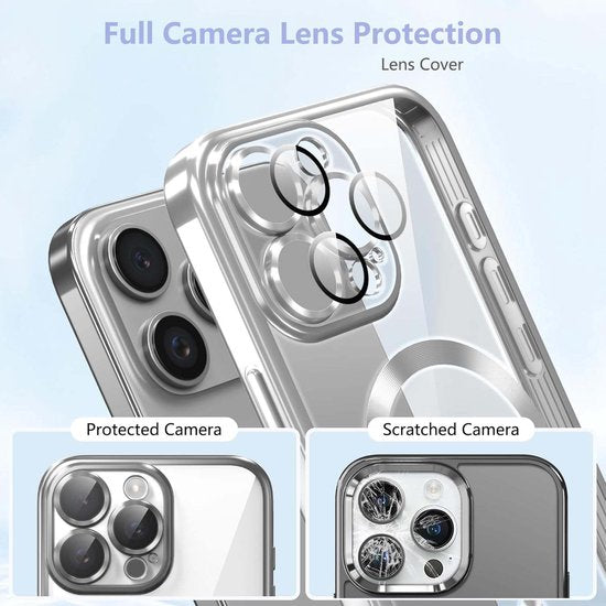 iPhone 14 Pro Hoesjes – MagSafe Compatible Backcover – Ingebouwde Camerabescherming – Zilver-Ilumina Benelux
