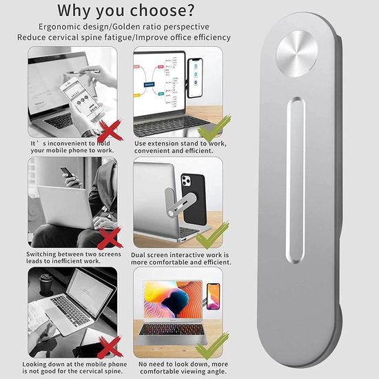 Telefoonhouder – Magnetische schermclip – Voor laptop monitor tablet auto – Universeel – Zwart-Ilumina Benelux