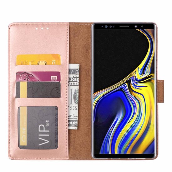Samsung Galaxy Note 9 Hoesjes – Portemonnee Bookcase – Pasjeshouder – Magneetsluiting – Roségoud-Ilumina Benelux