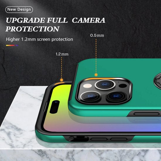 iPhone 16 Pro Hoesjes – Backcover met Vingerring – Magneet – Groen-Ilumina Benelux
