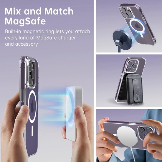 Backcover geschikt voor: iPhone 15 - Compatibel met Magsafe - Magnetisch Hoesje - Magsafe Case - Doorzichtig