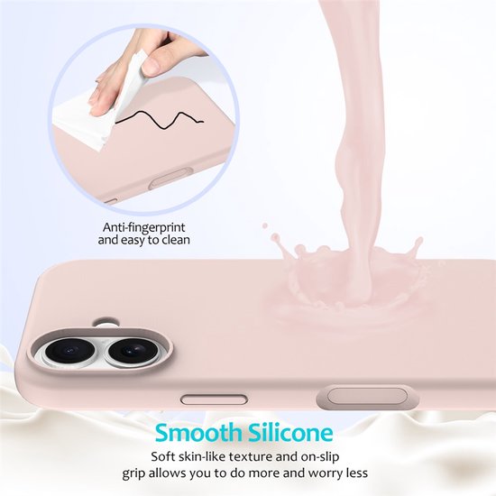 iPhone 17 Hoesjes – Liquid Siliconen Backcover – Soft Touch – Screenprotector + Camera Lens Protector – Roze-Ilumina Benelux