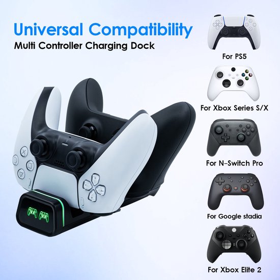 Oplaadstation – Geschikt voor PS5 DualSense – Dock voor 2 Controllers – USB-C Oplader met LED Indicator-Oplaadstation controllers-Ilumina Benelux