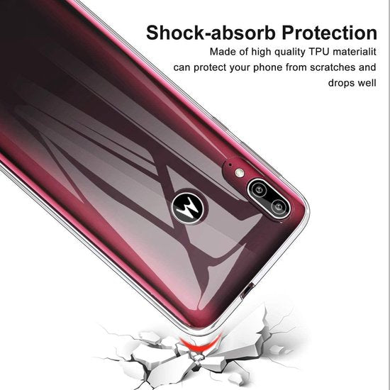 Motorola E6 Plus Hoesjes – Transparante Soft TPU Siliconen Backcover – Inclusief 2x Screenprotector – Anti-kras – Transparant
