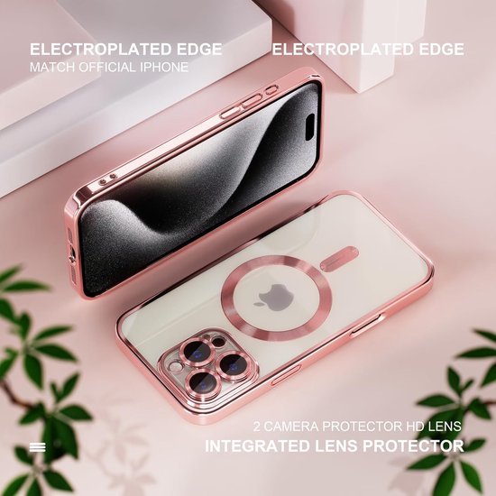 iPhone 16 Pro Max Hoesjes – MagSafe Compatible Backcover – Ingebouwde Camerabescherming – Roségoud-Ilumina Benelux