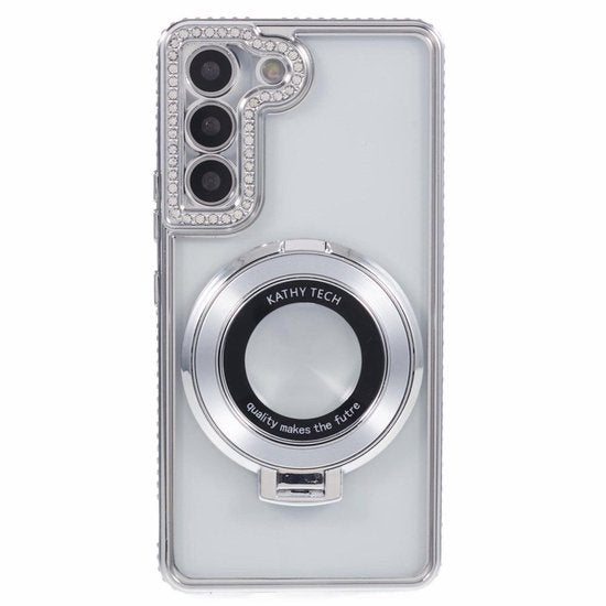 Back Cover Hoesje - Schattige met Diamanten steentjess - Geschikt voor: Samsung S25 - Zilver