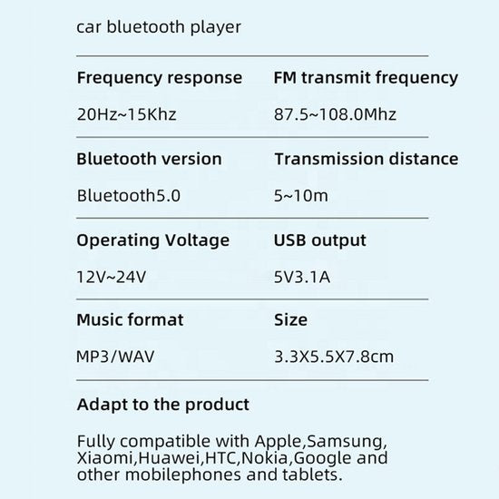 FM Transmitter auto – Bluetooth 5.0 Car Kit – Handsfree bellen – Type-C & USB-A snellader 3.1A – Zwart-Ilumina Benelux
