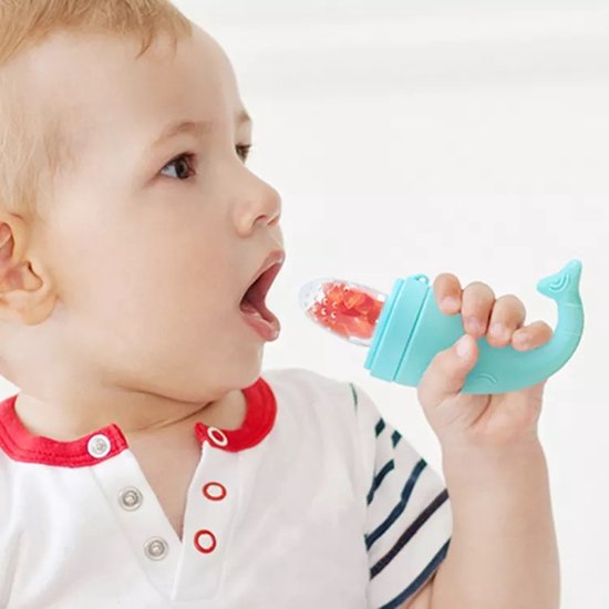 Fruitspeen Baby – Siliconen Fruitzuiger & Bijtring – Voorkomt Verstikking – BPA-vrij – Blauw-Ilumina Benelux