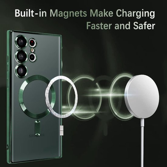 Samsung Galaxy S23 Ultra Hoesjes – Magnetische MagSafe Backcover – TPU – Camerabescherming – Groen-Ilumina Benelux