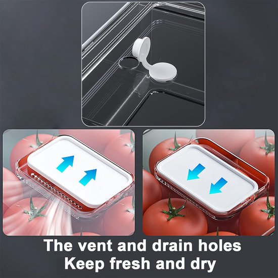 Koelkast organizer – Transparante schuiflade bak – BPA-vrij stapelbaar – 30×20,6×11,5 cm – Velox Goods VL-532-Keukenkastorganizer-Ilumina Benelux
