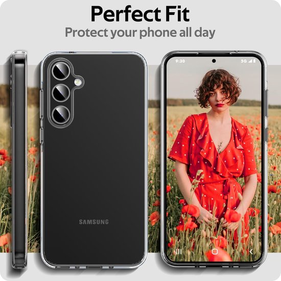 Samsung Galaxy A55 5G Hoesjes – Siliconen Backcover – Schokbestendig – Transparant – Inclusief Screenprotector-Ilumina Benelux