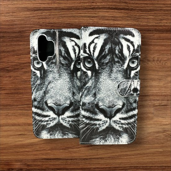 Samsung Galaxy A32 5G Hoesjes – Portemonnee Book Case – Pasjeshouder – Magneetsluiting – Tiger Print-Ilumina Benelux