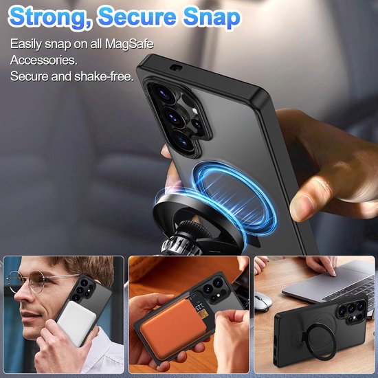 Samsung Galaxy S25 Ultra Hoesjes – MagSafe Backcover met Standaard – Schokbestendig – Zwart-Ilumina Benelux